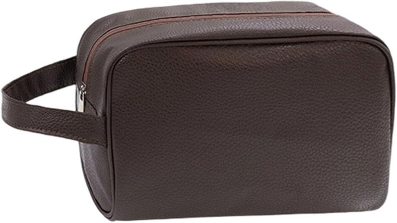 Black Sturdy Waterproof PU Mens Toiletry Bag Multiple Compartment Travel Organizer - Image 5